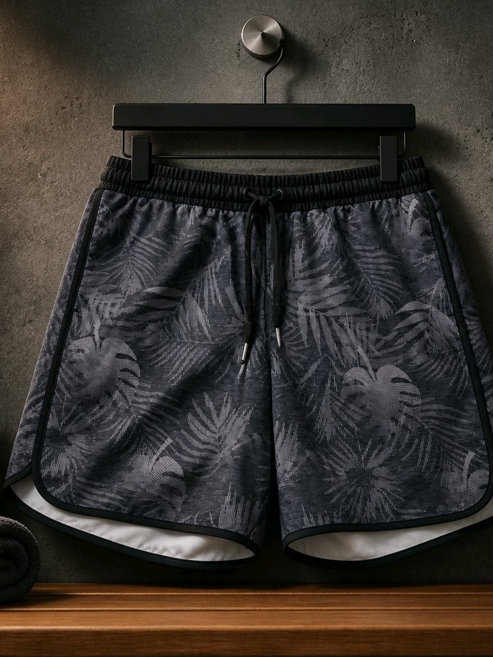 all in motion Black Palm-Print Athletic Shorts